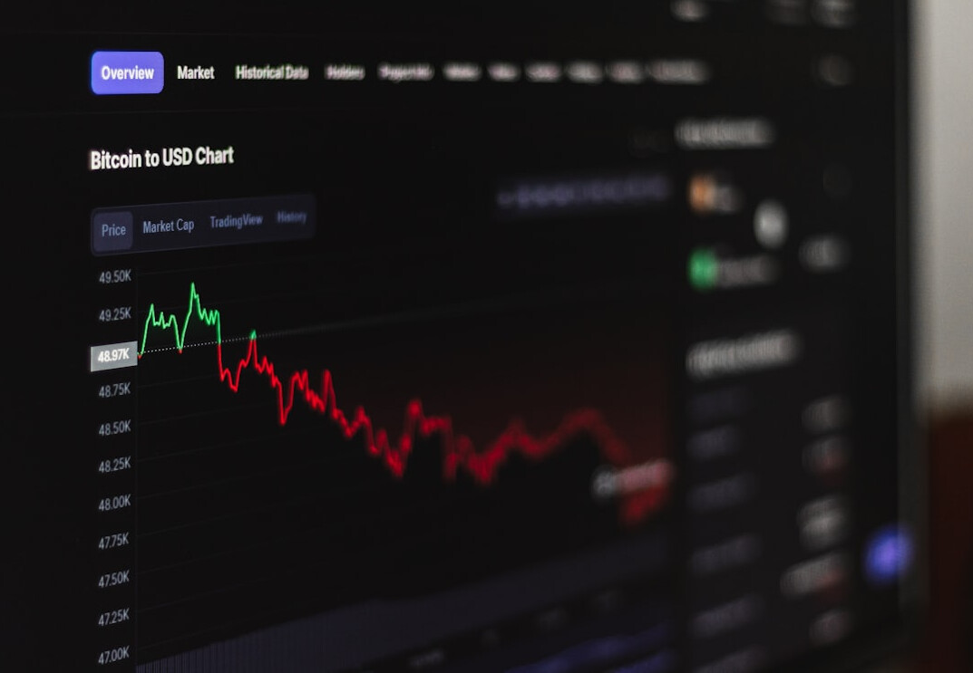 data charts on screen